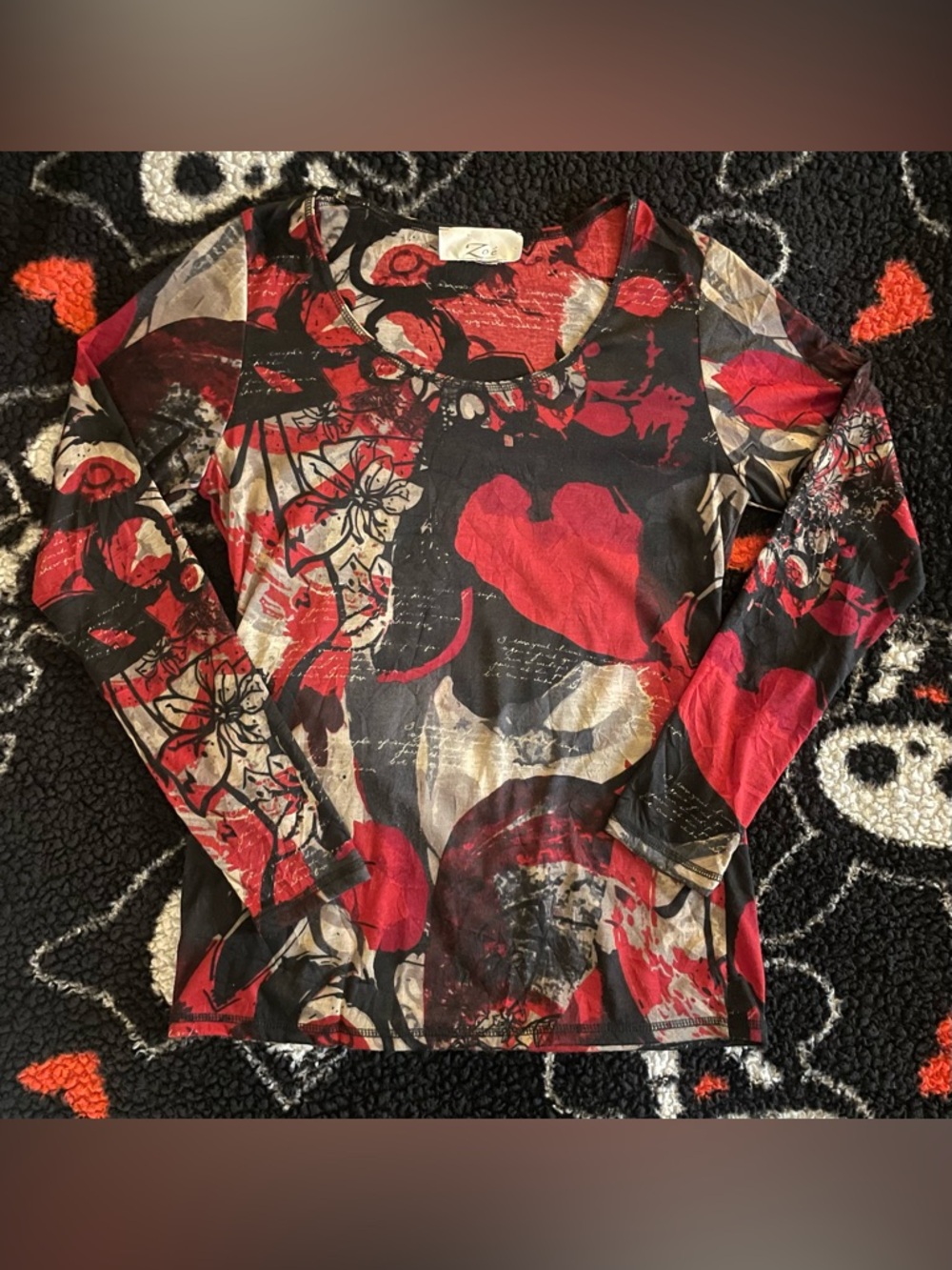 Long Sleeve Abstract Floral Top